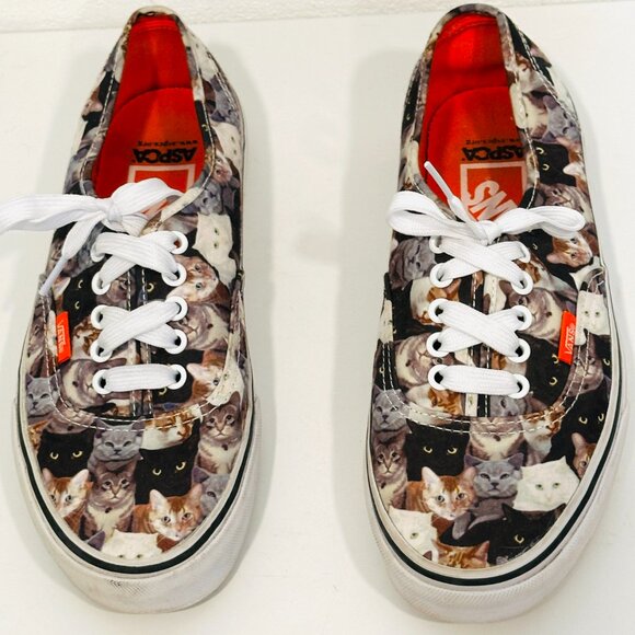 Vans Off the Wall Sneakers ASPCA Cat Pattern Lace Up Low Top Womens 8.5 - Mens 7 - Picture 7 of 10